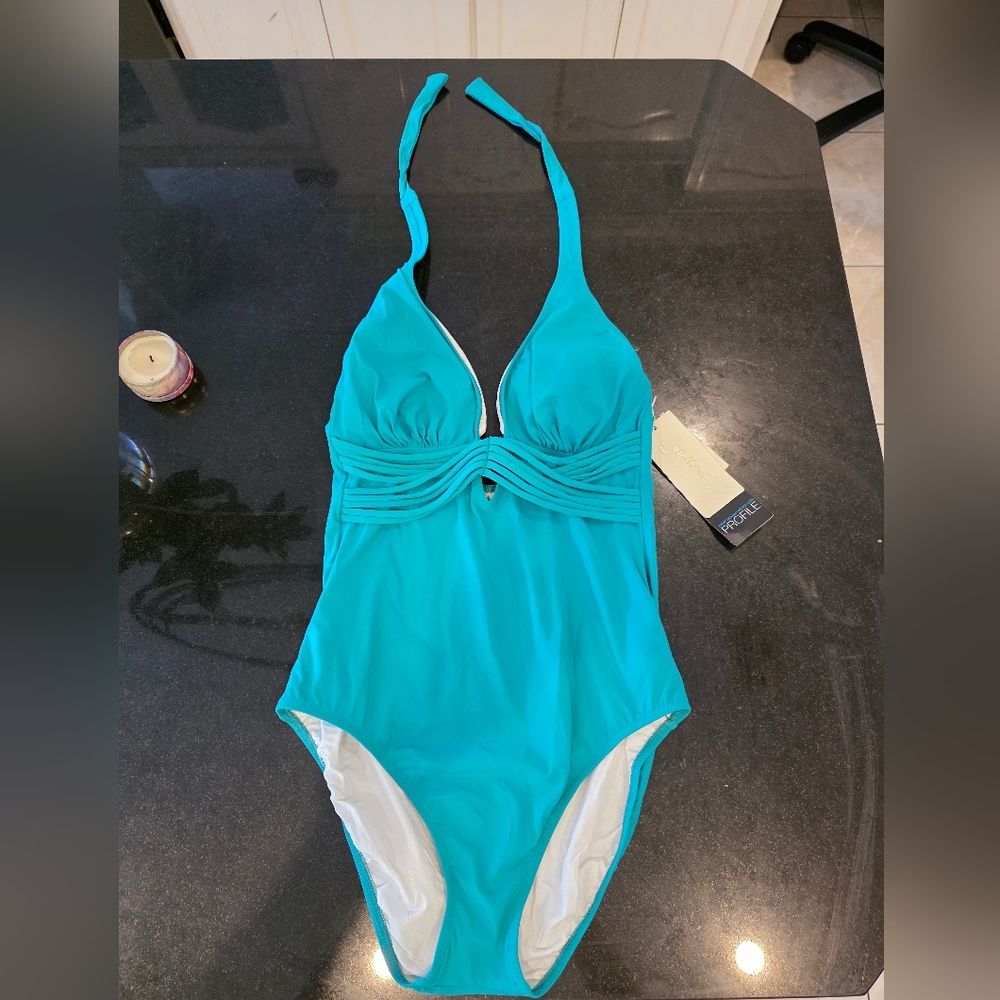 Gottex Teal One Piece Swimsuit with Ruched Bust